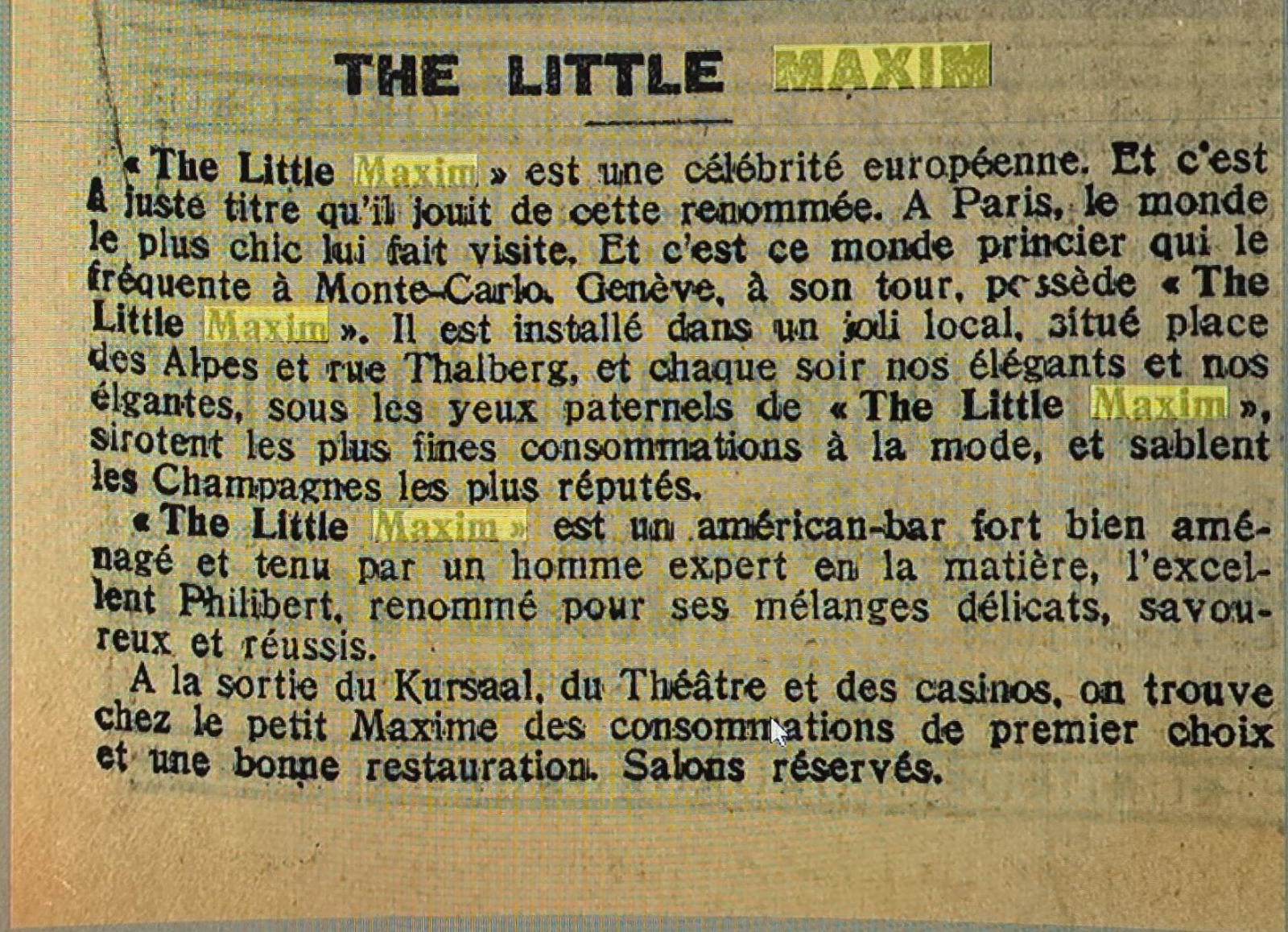 Intérieur Historique